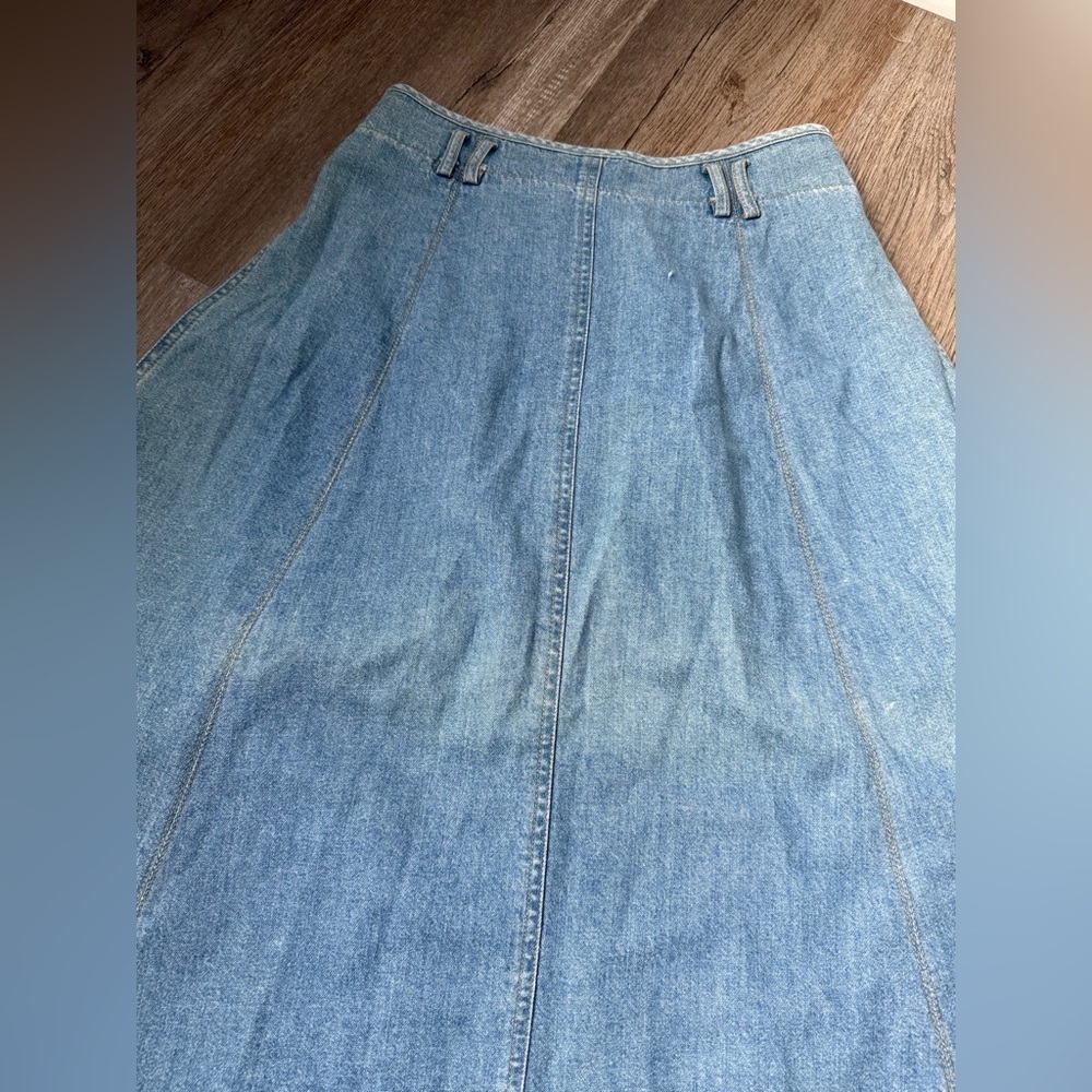 VTG Liz Claiborne Denim A-Line Skirt With Buttons Maxi Skirt Comfy Size S 2 4 - Picture 9 of 11